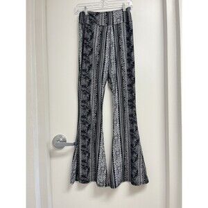 Satina Black And White Boho Paisley Print Flared Pants Size L